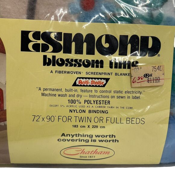 Esmond‎ Blossom Time Fiberwoven Screenprint Polyester Floral Blanket 72 x 90 - Picture 3 of 10